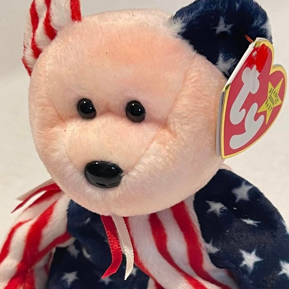 1999 TY Beanie Baby - SPANGLE the Bear (Pink Head Version) WITH ERRORS